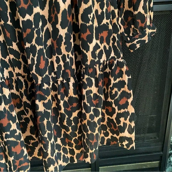 J. Crew Tie-Neck Dress in Leopard Crinkle Chiffon, size XXS, NWT - Picture 6 of 16